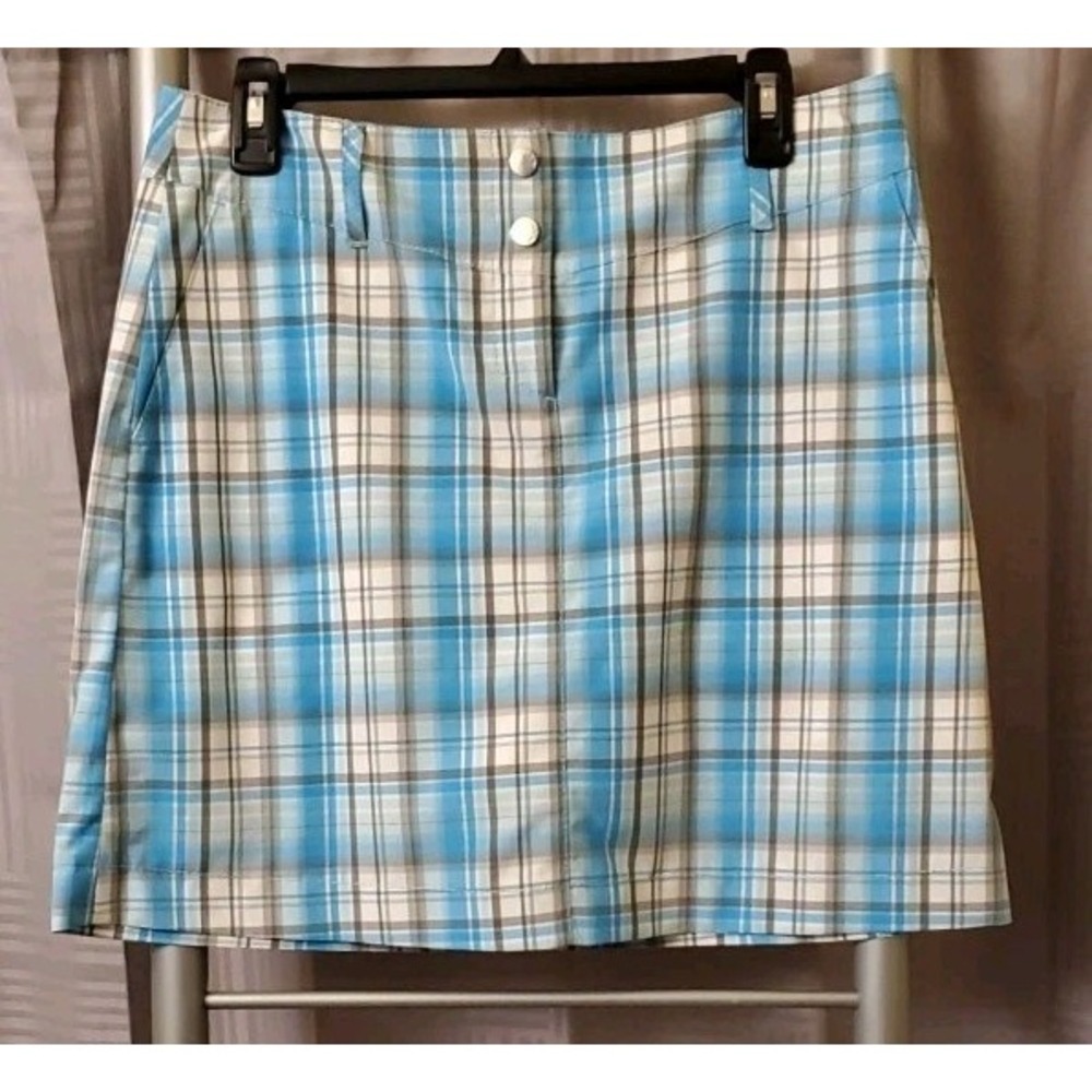 Annika Cutter & Buck Womens  Golf‎ Skort Sz 4 Blue Plaid
